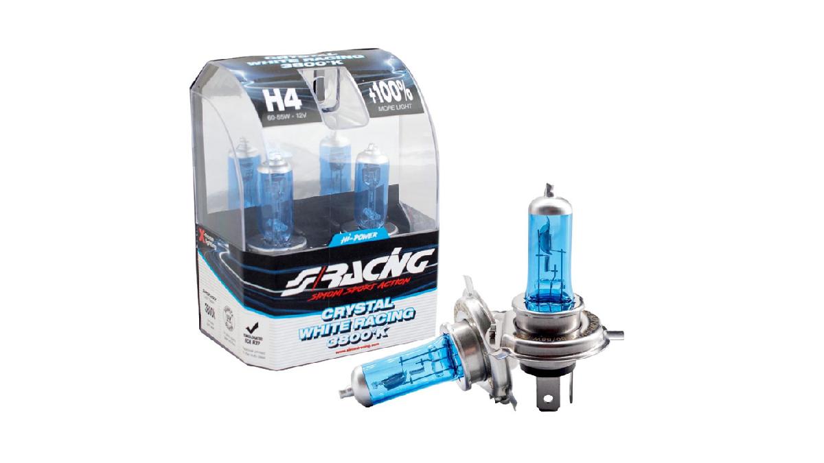 Simoni+Racing+Ampoules+Halog%C3%A8ne+%27Crystal+White+Racing%27+H4+%283800K%29+12V%2F60-55W%2C+set+de+2+pi%C3%A8ces+ECE-R37